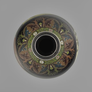 Vase by Namikawa Yasuyuki 1845–1927, cloisonné enamel, ca. 1890–1905 Meiji period. A small, slender