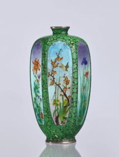 Vase, gift, repossession Krakow — elongated hexagonal vase with a narrow spout. Cloisonné enamel;