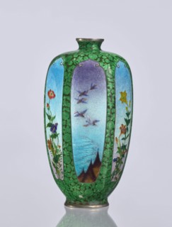 Vase, gift, repossession Krakow — Elongated hexagonal vase with a narrow spout. Cloisonné enamel