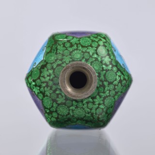Vase, maker, gift, repossession Krakow. Elongated hexagonal vase with a narrow spout. Cloisonné
