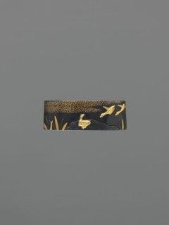 Metal collar ending a sword hilt fuchi, Nara, Toshinaga 1667–1736, Nara school, geese; Plastic