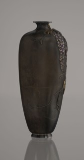 Vase, Toshitsugu maker; Meiji period 19th/20th century, Japan. Ovoid vase on a low ring foot with a