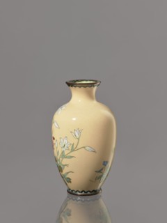 Vase, unknown creator; ; decorated with flowers and birds; Japanese cloisonné enamel; Meiji period,