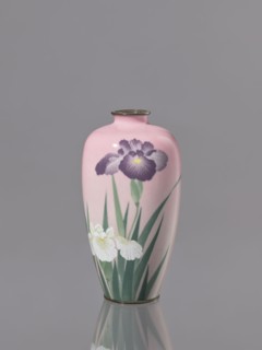 Vase, cloisonné enamel; decorated with flowers and irises; Taisho period, ca. 1912–1926; Nagoya,
