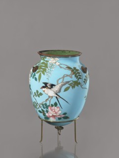 Vase, Japanese, Meiji–Taisho period ca. 1910–1920, cloisonné enamel, kachôga bird-and-flower