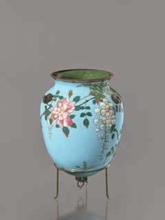 Vase, Japanese, Meiji–Taisho period ca. 1910–1920, cloisonné enamel, kachôga bird-and-flower motif