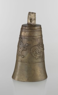 Bell, Persian, Qajar dynasty 1785–1925, 19th century, Iran; figurative motifs: animals lions,