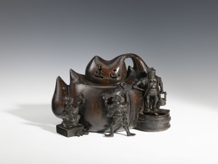 Censer kôro, figurative scenes, Japanese art, gourds, Japanese, Meiji 1868–1912, bronzes. Decorated