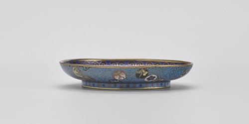 Bowl, cloisonné enamel, 18th century, China. Shallow bowl on a separate foot decorated inside with