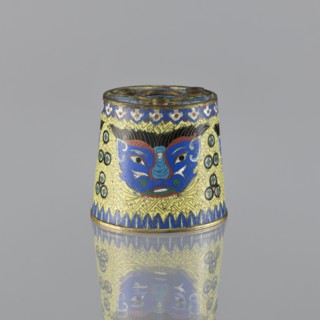 Sawdust container, cloisonné enamel, Chinese, Qing dynasty 1644–1911, 19th century. Vessel, height