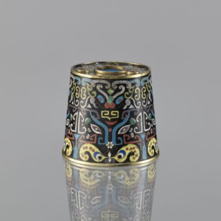 Sawdust container, Chinese, Qing dynasty 1644–1911, 19th century, cloisonné enamel vessel with