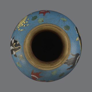 Vase. Chinese, Qing dynasty 1644–1911, 19th century. Cloisonné enamel on metal; vase on a foot with