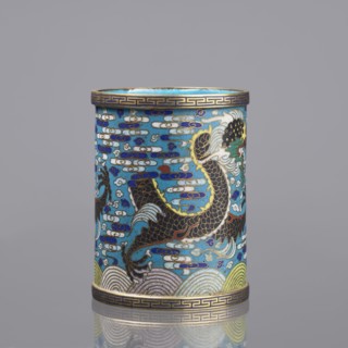 Brush vessel;, gift; Paderewski, Ignacy Jan 1860-1941; Chinese; Qing dynasty 1644–1911; cloisonné