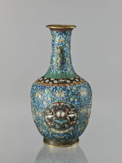 Vase, Qing dynasty 1644–1911, 19th century, China. Cloisonné enamel vase with neck; decoration of