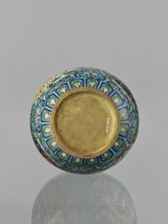 Vase, Chinese, Qing dynasty 1644–1911, 19th century. Cloisonné enamel vessel with a neck, height 33