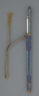 Travel cutlery set in case; Chinese, Qing dynasty 1644–1911, 19th century. a Knife with cloisonné