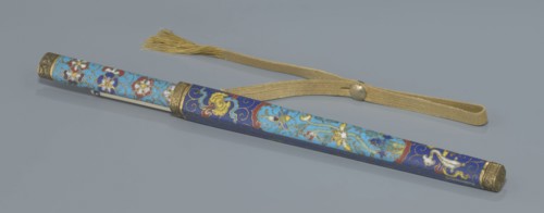 Travel cutlery set in case; 19th century, China Qing dynasty. Travel cutlery comprising: a knife