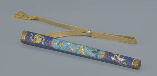 Travel cutlery set in case; Chinese, Qing dynasty 1644–1911, 19th century. Includes: a Knife with