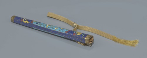 Travel cutlery set in case; 19th century, China, Qing dynasty. Consists of: a Knife with cloisonné