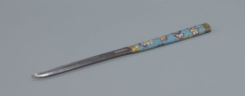 Travel cutlery set in case; Chinese, Qing dynasty 1644–1911, 19th century. Includes: a Knife with a