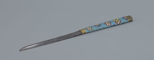 Travel cutlery set in case; 19th century China, Qing dynasty. Includes: a Knife with cloisonné
