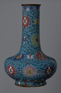 Vase, cloisonné enamel; Chinese, Qing dynasty 2nd half of the 18th century. Vessel with a long,