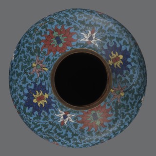 Vase, Chinese, Qing dynasty 1644–1911, 2nd half of the 18th century. Cloisonné enamel vessel with a