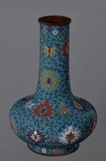 Vase, Chinese, Qing dynasty 2nd half of the 18th century. Cloisonné enamel vessel with a long, wide