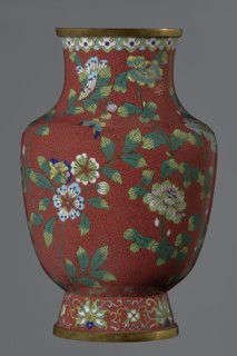 Vase, ; Chinese; Qing dynasty Xianfeng, 1851–1861; cloisonné enamel; subject: flowers, floral