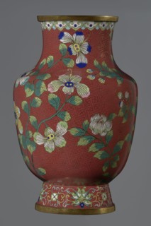 Vase, Chinese, Qing dynasty Xianfeng period, 1851–1861, cloisonné enamel. Tall conical foot flaring