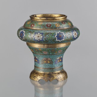 Vessel, Meiji period late 19th century, 1868–1912, Japan. Champlevé enamel decoration with plant