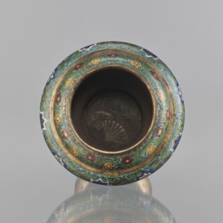 Vessel, Meiji period 1868–1912, Japan. 19th century. Champlevé enamel decoration with plant motifs,