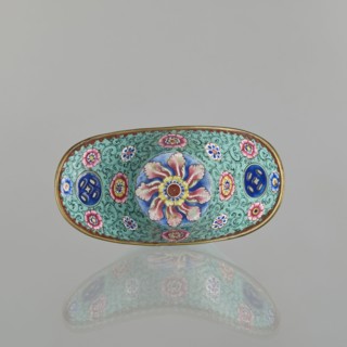 Bowl, painted enamel, Qing 1644–1911, China, 18th/19th century; decorated with boats, lotuses,
