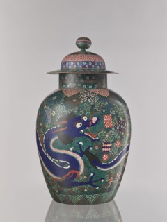 Vase with cover, Japanese, Edo 1603–1868 / Meiji 1868–1912, ca. 1860–1870, cloisonné enamel,