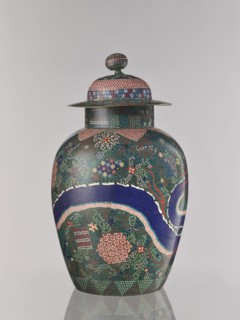 Vase with cover, ca. 1860–1870 late Edo–early Meiji, Japan, Nagoya. Cloisonné enamel vessel with