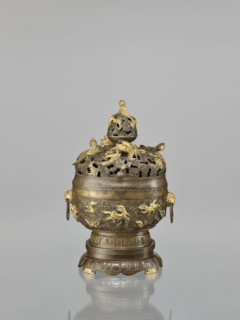 Censer with a cover on a base;, Qing 1644–1911, Chinese art. Ceremonial/ritual vessel: censer with