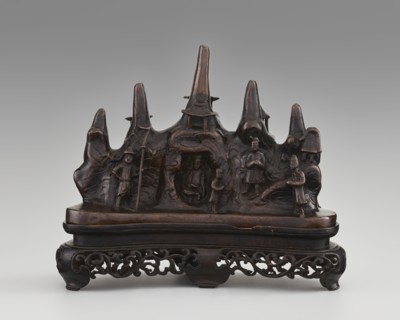 Brush stand on base, Chinese, Chinese art, mountains, painting implements, Qing 1644–1911, men,