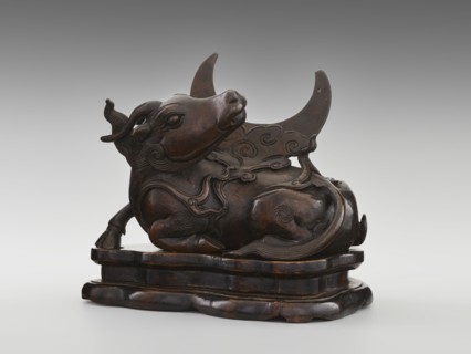 Mirror pedestal - lying unicorn on base; maker, Chinese; Qing dynasty 1644–1911, 17th century;