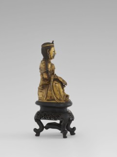 Bodhisattva Manjushri, on a base. Chinese, Qing dynasty 1644–1911, 18th century. Wooden sculpture;