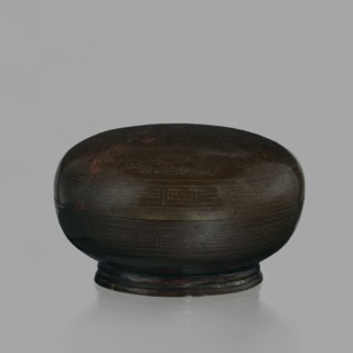 Box with lid; Chinese, Qing dynasty 18th century; carved vessel for writing implements decorated