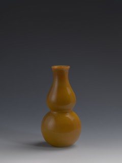 Vase, Chinese, Qing dynasty 1644–1911, 18th century. Double gourd-shaped vessel made of yellow