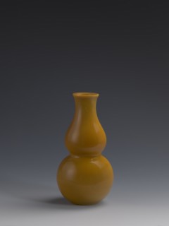 Vase, Chinese, Qing dynasty 1644–1911, 18th century. Double gourd-shaped vessel made of yellow