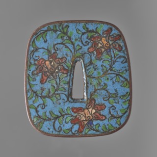 Crossguard tsuba, Japanese, Edo period 17th century, 1603–1868. Rectangular tsuba with rounded