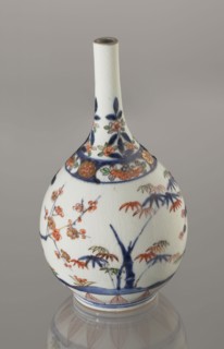 Bottle, porcelain, decorated with bamboos, pines, and plums the Three Friends of Winter, Imari