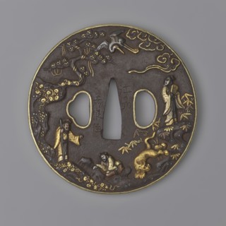 Crossguard tsuba, Sôten,  school author, Kitagawa, Sôten, / personal slogans /, Japanese art,
