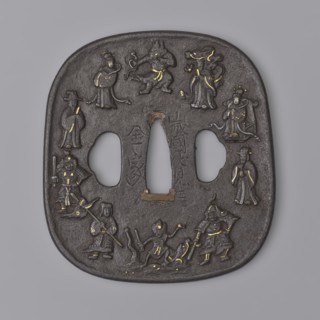 Crossguard tsuba, Kaneie,  school craftsman author; Japanese; Edo period 1603–1868, 18th century;