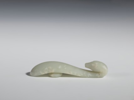 Belt clasp, Chinese, Qing dynasty 1644–1911, 17th–18th century. Milky-white, slightly translucent