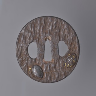 Crossguard tsuba, Tsuchiya,  school author, Enjusai Kanri, / personal slogans / creator, Japanese