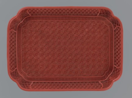 Tray, gift, Chinese, Qing 1644–1911, 18th–19th century, China, vessel; materials/ornament: meander,