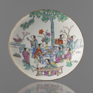 Platter, Chinese; Qing dynasty, Tongzhi period 1862–1874. Porcelain platter with white transparent